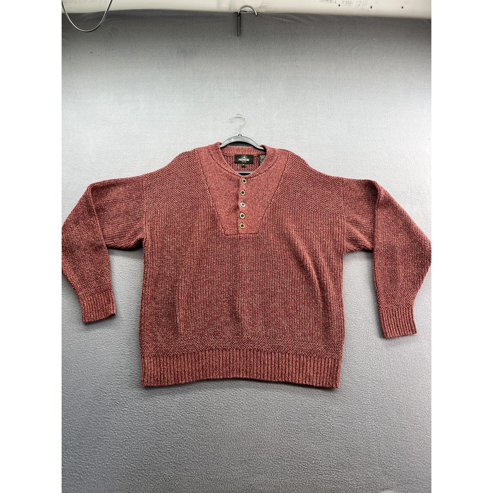 VTG RedHead Sweater Mens XL Red Button Henley Pullover Chunky Knit Outdoors